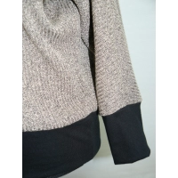 Cieplutki sweter KIMONO ze ściągaczami - złoty beż z czernią